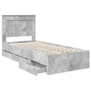 vidaXL Ágykeret fiókkal tárolóval Beton Szürke 90 x 190 cm Mérnöki Fa