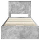 vidaXL Ágykeret fiókkal tárolóval Beton Szürke 90 x 190 cm Mérnöki Fa