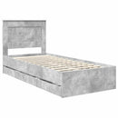 vidaXL Ágykeret fiókkal tárolóval Beton Szürke 90 x 200 cm Mérnöki Fa