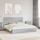 vidaXL Tárolós Ágy fejtámlával Szürke Sonoma 200 x 200 cm Faanyag