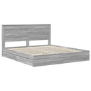 vidaXL Tárolós Ágy fejtámlával Szürke Sonoma 200 x 200 cm Faanyag