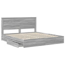 vidaXL Tárolós Ágy fejtámlával Szürke Sonoma 200 x 200 cm Faanyag