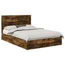 vidaXL Tárolós Ágy fejtámlával Füstölt tölgy 160 x 200 cm Faanyag