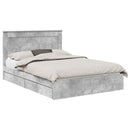 vidaXL Tárolós Ágy fejtámlával Beton Szürke 150 x 200 cm Faanyag