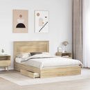 vidaXL Tárolós Ágy fejtámlával Sonoma tölgy 140 x 190 cm Faanyag