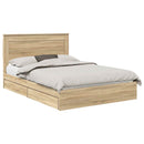 vidaXL Tárolós Ágy fejtámlával Sonoma tölgy 140 x 190 cm Faanyag