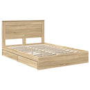vidaXL Tárolós Ágy fejtámlával Sonoma tölgy 140 x 190 cm Faanyag