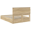vidaXL Tárolós Ágy fejtámlával Sonoma tölgy 140 x 190 cm Faanyag