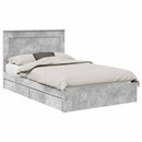 vidaXL Tárolós Ágy fejtámlával Beton Szürke 135 x 190 cm Faanyag