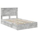 vidaXL Tárolós Ágy fejtámlával Beton Szürke 135 x 190 cm Faanyag