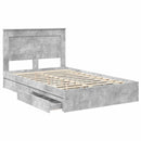vidaXL Tárolós Ágy fejtámlával Beton Szürke 135 x 190 cm Faanyag