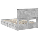 vidaXL Tárolós Ágy fejtámlával Beton Szürke 135 x 190 cm Faanyag