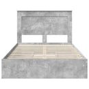 vidaXL Tárolós Ágy fejtámlával Beton Szürke 135 x 190 cm Faanyag