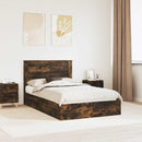 vidaXL Tárolós Ágy fejtámlával Füstölt tölgy 135 x 190 cm Faanyag