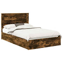 vidaXL Tárolós Ágy fejtámlával Füstölt tölgy 135 x 190 cm Faanyag