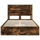 vidaXL Tárolós Ágy fejtámlával Füstölt tölgy 135 x 190 cm Faanyag