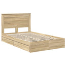 vidaXL Tárolós Ágy fejtámlával Sonoma tölgy 120 x 200 cm Faanyag