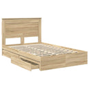 vidaXL Tárolós Ágy fejtámlával Sonoma tölgy 120 x 200 cm Faanyag