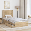 vidaXL Tárolós Ágy fejtámlával Sonoma tölgy 100 x 200 cm Faanyag