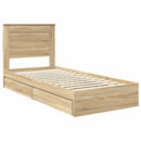 vidaXL Tárolós Ágy fejtámlával Sonoma tölgy 100 x 200 cm Faanyag