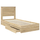 vidaXL Tárolós Ágy fejtámlával Sonoma tölgy 100 x 200 cm Faanyag