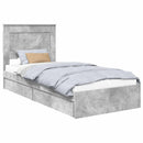 vidaXL Tárolós Ágy fejtámlával Beton Szürke 90 x 190 cm Faanyag