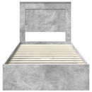 vidaXL Tárolós Ágy fejtámlával Beton Szürke 90 x 190 cm Faanyag