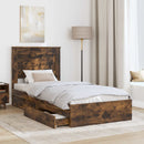 vidaXL Tárolós Ágy fejtámlával Füstölt tölgy 90 x 200 cm Faanyag