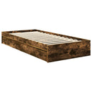 vidaXL Tárolós Ágy fejtámlával Füstölt tölgy 90 x 200 cm Faanyag