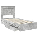 vidaXL Tárolós Ágy fejtámlával Beton Szürke 75 x 190 cm Faanyag