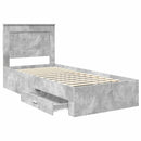 vidaXL Ágykeret fiókkal Beton szürke és ezüst 75 x 190 cm Faanyag