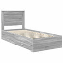 vidaXL Ágykeret fiókkal Szürke Sonoma és ezüst 75 x 190 cm Faanyag