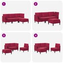 vidaXL Nappali bútor szett párnával tárolóval 4 pcs Bordó Bársony