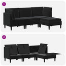 vidaXL Nappali bútor szett párnával tárolóval 4 pcs Fekete Bársony