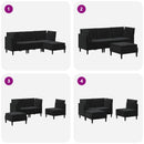 vidaXL Nappali bútor szett párnával tárolóval 4 pcs Fekete Bársony