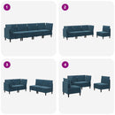 vidaXL Nappali bútor szett párnával tárolóval 4 pcs Kék Bársony