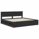 vidaXL Ágykeret fejtámlával Fekete 200 x 200 cm Tömör fenyőfa