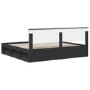 vidaXL Ágykeret fejtámlával Fekete 200 x 200 cm Tömör fenyőfa
