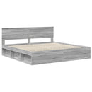 vidaXL Ágykeret fejtámlával Szürke Sonoma 200 x 200 cm Tömör fenyőfa