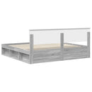 vidaXL Ágykeret fejtámlával Szürke Sonoma 200 x 200 cm Tömör fenyőfa