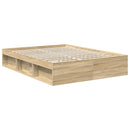 vidaXL Ágykeret fejtámlával Sonoma tölgy 150 x 200 cm Tömör fenyőfa