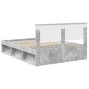 vidaXL Ágykeret fejtámlával Beton Szürke 135 x 190 cm Tömör fenyőfa