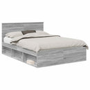 vidaXL Ágykeret fejtámlával Szürke Sonoma 135 x 190 cm Tömör fenyőfa