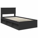 vidaXL Ágykeret fejtámlával Fekete 100 x 200 cm Tömör fenyőfa