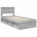 vidaXL Ágykeret fejtámlával Szürke Sonoma 90 x 200 cm Tömör fenyőfa