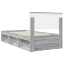 vidaXL Ágykeret fejtámlával Szürke Sonoma 90 x 200 cm Tömör fenyőfa
