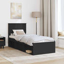 vidaXL Ágykeret fejtámlával Fekete 75 x 190 cm Tömör fenyőfa