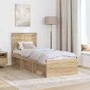 vidaXL Ágykeret fejtámlával Sonoma tölgy 75 x 190 cm Tömör fenyőfa