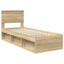 vidaXL Ágykeret fejtámlával Sonoma tölgy 75 x 190 cm Tömör fenyőfa