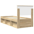 vidaXL Ágykeret fejtámlával Sonoma tölgy 75 x 190 cm Tömör fenyőfa